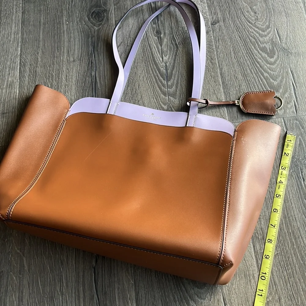 Kate Spade Brown & Light Purple Medium Double Pocket Tote
